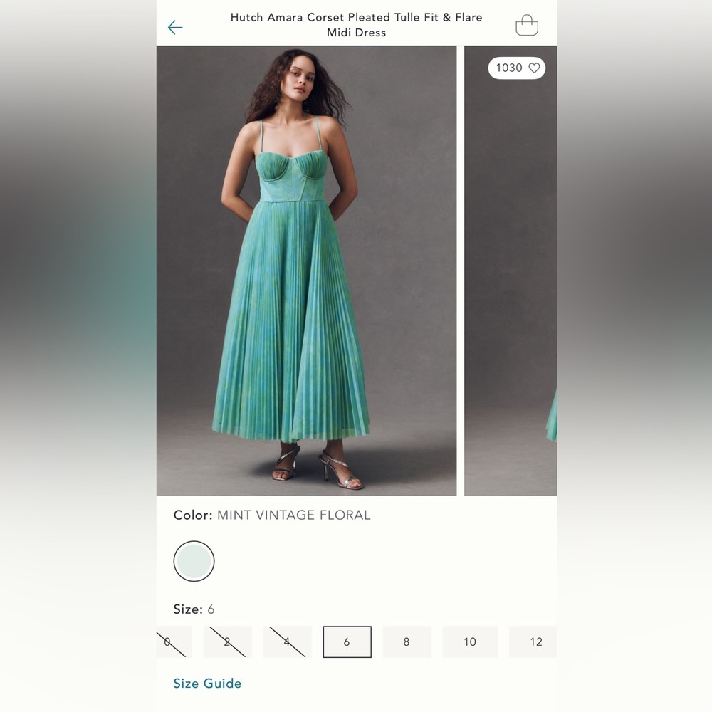 NWT Anthropologie Hutch Amara Pleated Tulle Fit & Flare Midi Dress